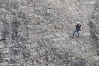 Team Wilder fundraiser abseiling for wildlife at Uphill Quarry