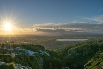 An image of a winter sunset over Cheddar Gorge