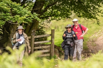 Fundraisers walking for wildlife at the exmoor perambulation