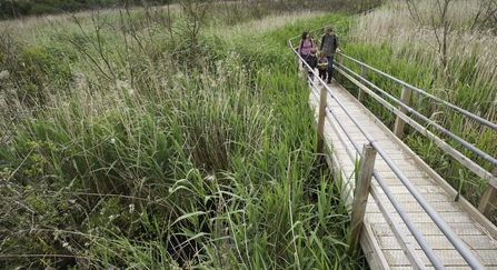 family walking along bridge at westhay